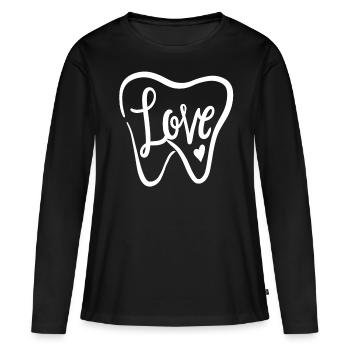 dent - T-shirt manches longues Premium bio Femme - noir - Devant - Julia (174cm)