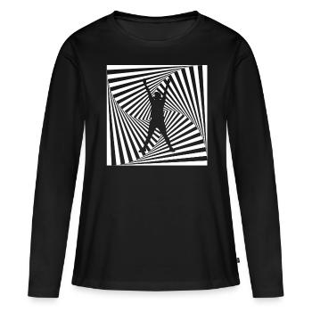 Illusion Optical Illusion T-Shirt Funny 3D - T-shirt manches longues Premium bio Femme - noir - Devant - Julia (174cm)