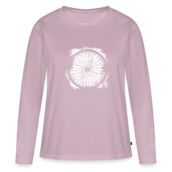Roue de vélo - T-shirt manches longues Premium bio Femme - rose poudré - Devant - Julia (174cm)