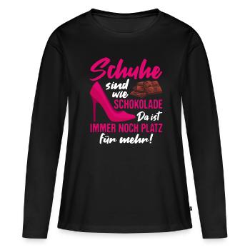 Schuhe Shopping Shoppen - Frauen Premium Bio Langarmshirt - Schwarz - Vorne - Julia (174cm)