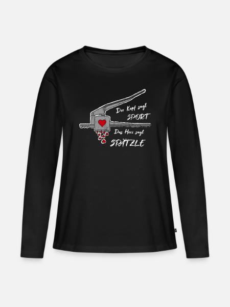 Spätzle Liebe Schwaben Geschenkidee - Frauen Premium Bio Langarmshirt - Schwarz