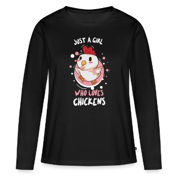 Poulet poulet - T-shirt manches longues Premium bio Femme - noir - Devant - Julia (174cm)