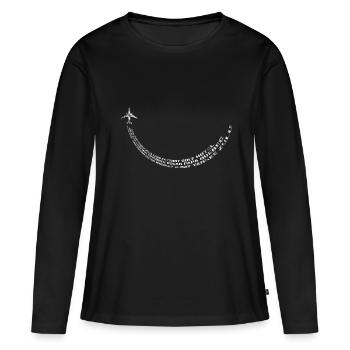 Flugzeug Luftfahrt - Frauen Premium Bio Langarmshirt - Schwarz - Vorne - Julia (174cm)