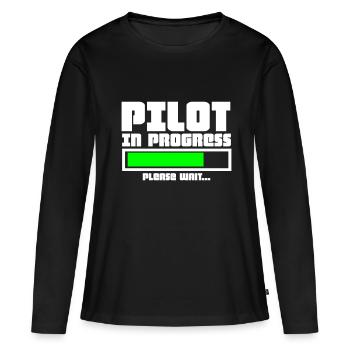 Aviateur pilote - T-shirt manches longues Premium bio Femme - noir - Devant - Julia (174cm)