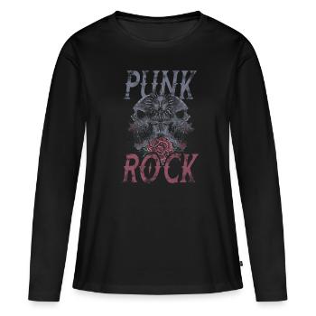 Musique punk punk rocker crâne punk punk - T-shirt manches longues Premium bio Femme - noir - Devant - Julia (174cm)