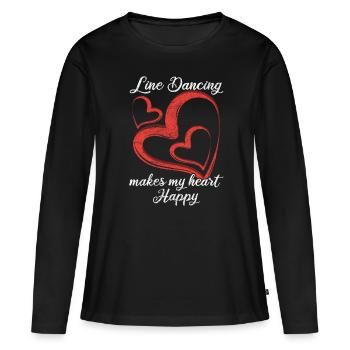 Coeur de linedance - T-shirt manches longues Premium bio Femme - noir - Devant - Julia (174cm)