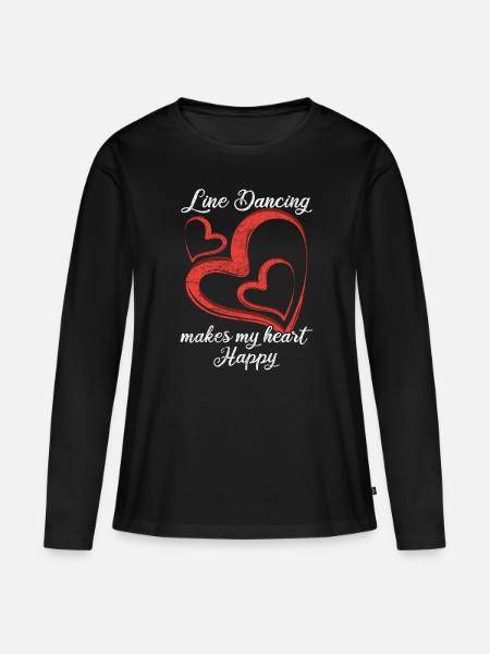 Linedance Herz - Frauen Premium Bio Langarmshirt - Schwarz
