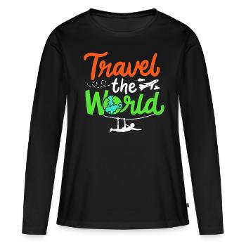 World Travel - Women's Premium Organic Long Sleeve Shirt - black - Front - Julia (174cm)