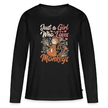 Singe singe - T-shirt manches longues Premium bio Femme - noir - Devant - Julia (174cm)