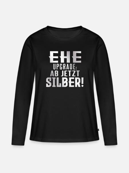 Silberhochzeit 25. Jahre Verheiratet - Frauen Premium Bio Langarmshirt - Schwarz