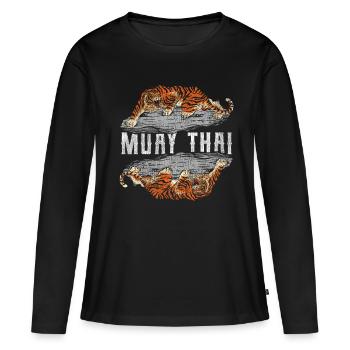 Muay Thai - Frauen Premium Bio Langarmshirt - Schwarz - Vorne - Julia (174cm)