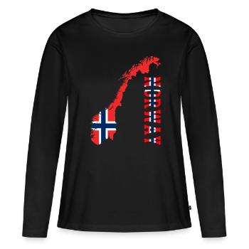 Norvège Oslo Norvégien - T-shirt manches longues Premium bio Femme - noir - Devant - Julia (174cm)