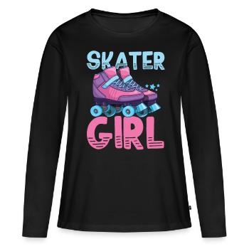 Patins à roulettes patinage à roulettes - T-shirt manches longues Premium bio Femme - noir - Devant - Julia (174cm)