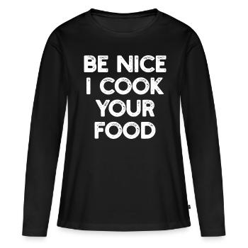 Chef chef cuisinier - T-shirt manches longues Premium bio Femme - noir - Devant - Julia (174cm)
