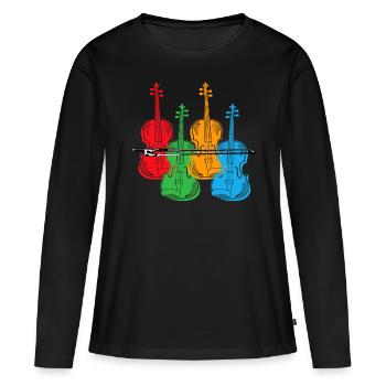 Violoncelle - T-shirt manches longues Premium bio Femme - noir - Devant - Julia (174cm)