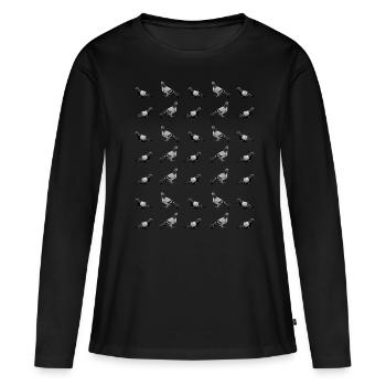 Tauben T-Shirt Geschenk Tauben Besitzer - Frauen Premium Bio Langarmshirt - Schwarz - Vorne - Julia (174cm)
