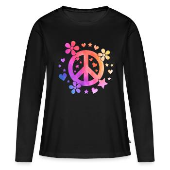 Frieden Marihuana - Frauen Premium Bio Langarmshirt - Schwarz - Vorne - Julia (174cm)