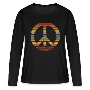 Frieden - Frauen Premium Bio Langarmshirt - Schwarz - Vorne - Julia (174cm)