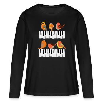 Instrument de piano - T-shirt manches longues Premium bio Femme - noir - Devant - Julia (174cm)