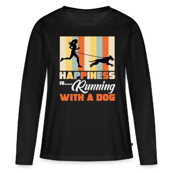 Hunde Sport, Canicross - Frauen Premium Bio Langarmshirt - Schwarz - Vorne - Julia (174cm)