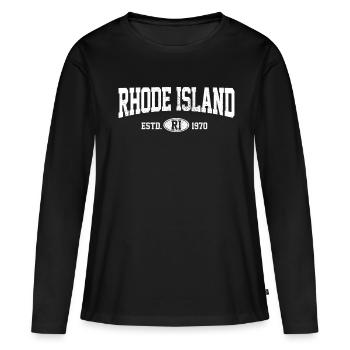 RHODE ISLAND - T-shirt manches longues Premium bio Femme - noir - Devant - Julia (174cm)