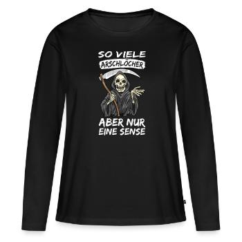 Sensenmann - Frauen Premium Bio Langarmshirt - Schwarz - Vorne - Julia (174cm)
