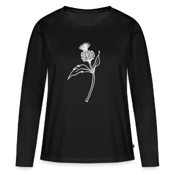 Chardon / Ecosse - fleur sur une tige - T-shirt manches longues Premium bio Femme - noir - Devant - Julia (174cm)