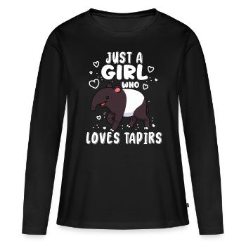 Tapir Shirt Ladies Tapir Gift Tapis de selle Tapir - T-shirt manches longues Premium bio Femme - noir - Devant - Julia (174cm)
