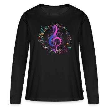 Clef music bass clef - Women's Premium Organic Long Sleeve Shirt - black - Front - Julia (174cm)