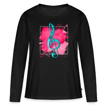 clef - Women's Premium Organic Long Sleeve Shirt - black - Front - Julia (174cm)