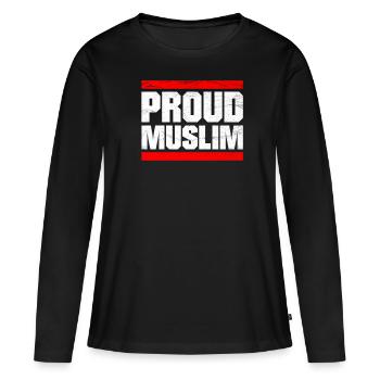 FUN COOL FIER MUSULM RAMADAN ISLAM RELIGION - T-shirt manches longues Premium bio Femme - noir - Devant - Julia (174cm)