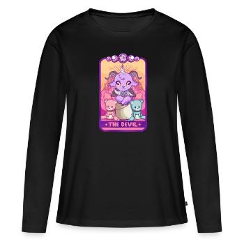 The Devil Anime Kawaii Tarot Voyant Baphomet - T-shirt manches longues Premium bio Femme - noir - Devant - Julia (174cm)