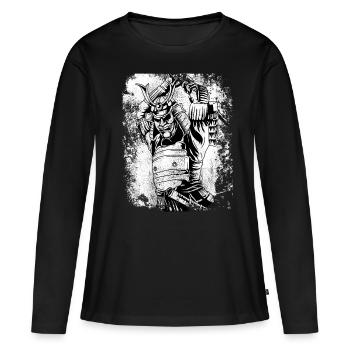 Chemise samouraï vintage japon 7 vertus samouraï - T-shirt manches longues Premium bio Femme - noir - Devant - Julia (174cm)