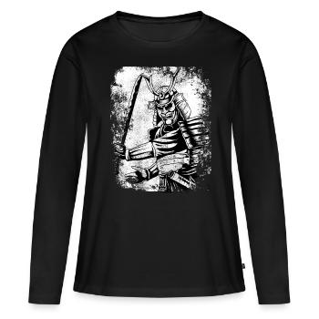Chemise de guerrier samouraï rétro 7 vertus japon - T-shirt manches longues Premium bio Femme - noir - Devant - Julia (174cm)
