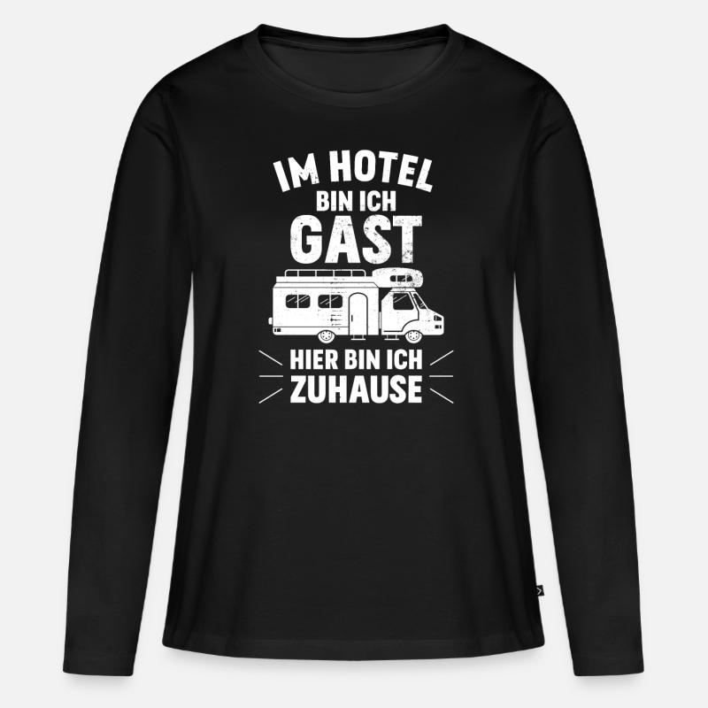Zuhause Wohnmobil - Frauen Premium Bio Langarmshirt - Schwarz