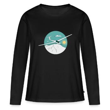 Planeurs Planeurs Planeurs - T-shirt manches longues Premium bio Femme - noir - Devant - Julia (174cm)