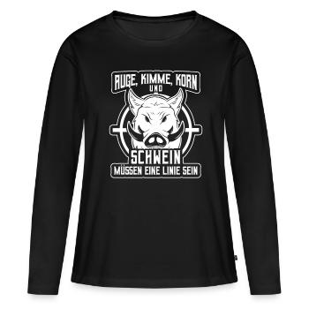 Jagen Jäger - Frauen Premium Bio Langarmshirt - Schwarz - Vorne - Julia (174cm)