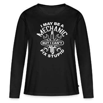 Mechaniker - Frauen Premium Bio Langarmshirt - Schwarz - Vorne - Julia (174cm)