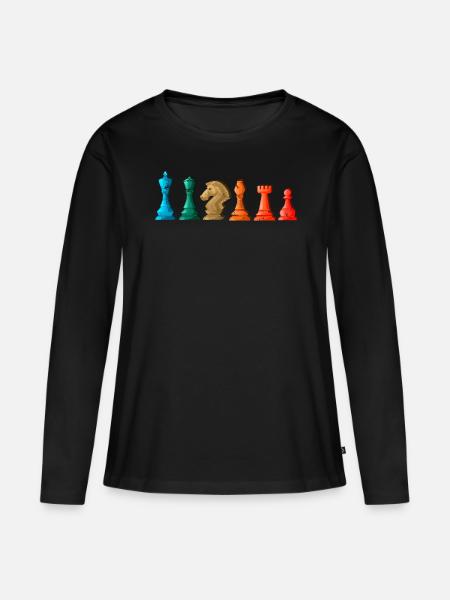 Schach Schachbrett - Frauen Premium Bio Langarmshirt - Schwarz