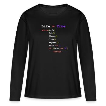 Eat Sleep Code Repeat - programmeur - T-shirt manches longues Premium bio Femme - noir - Devant - Julia (174cm)