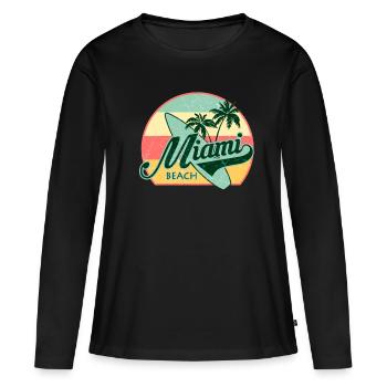 Miami Beach Summer Holiday USA 70s Touriste - T-shirt manches longues Premium bio Femme - noir - Devant - Julia (174cm)