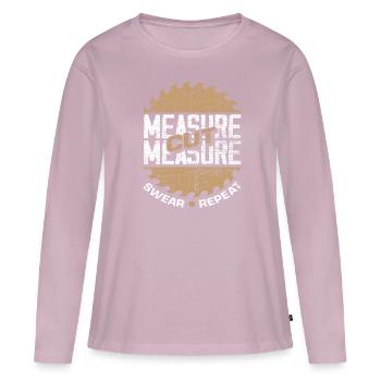 Charpentier, mesurer, jurer - T-shirt manches longues Premium bio Femme - rose poudré - Devant - Julia (174cm)