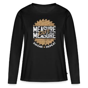 Charpentier, mesurer, jurer - T-shirt manches longues Premium bio Femme - noir - Devant - Julia (174cm)