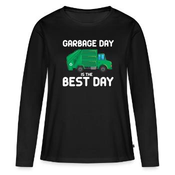 Mülltag Müllwagen Abfall Lastwagen Müllabfuhr - Frauen Premium Bio Langarmshirt - Schwarz - Vorne - Julia (174cm)