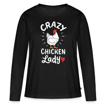 Chicken Lady - T-shirt manches longues Premium bio Femme - noir - Devant - Julia (174cm)