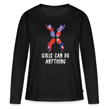 Puissance féminine - T-shirt manches longues Premium bio Femme - noir - Devant - Julia (174cm)