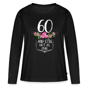 60 ans - T-shirt manches longues Premium bio Femme - noir - Devant - Julia (174cm)