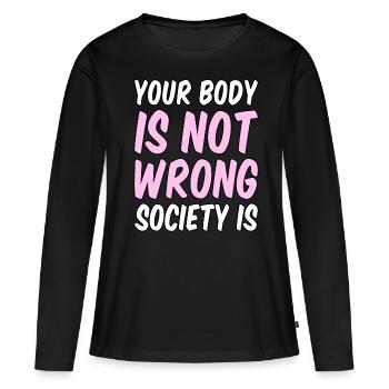 Body Positivity Curvy Plus Size Gift - Women's Premium Organic Long Sleeve Shirt - black - Front - Julia (174cm)