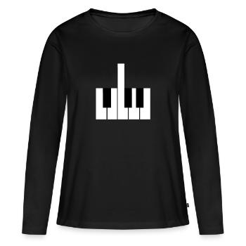 Klavier Mittelfinger Geschenk Musik Piano Oper Fun - Frauen Premium Bio Langarmshirt - Schwarz - Vorne - Julia (174cm)