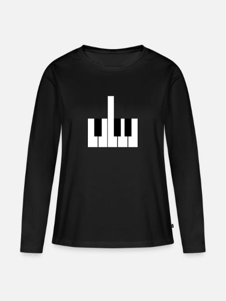 Piano dedo medio regalo música piano ópera diversión - Camiseta ecológica prémium de manga larga para mujer - negro